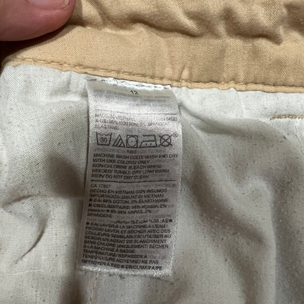 Old Navy Khaki Everyday Chino Flat Front Cotton High Rise Shorts Women's 12 - Picture 4 of 4